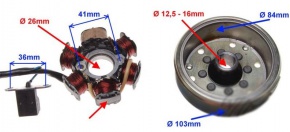 Stator+rotor Peugeot ležatý Speedfight3 Ludix TKR 83mm 6cievka